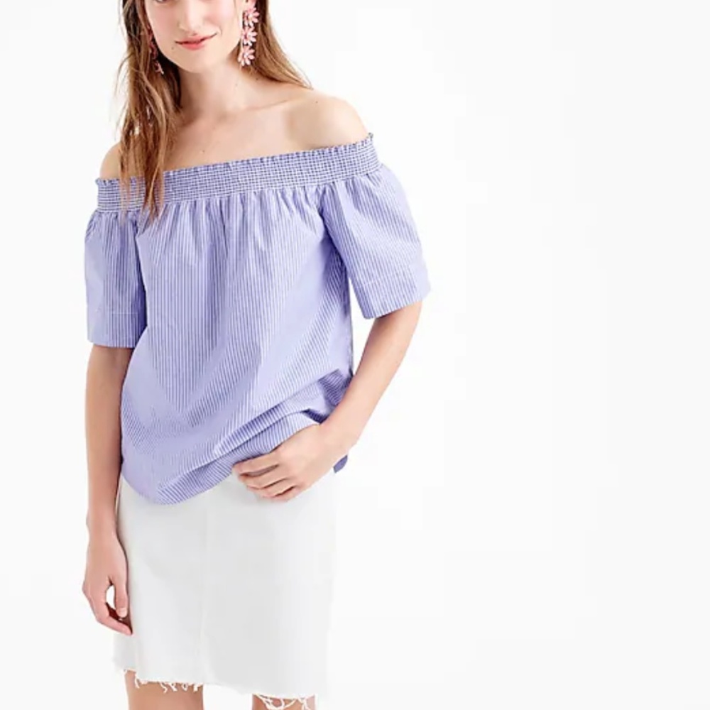 J crew Cotton off-the-shoulder Top in Stripe Sz 4